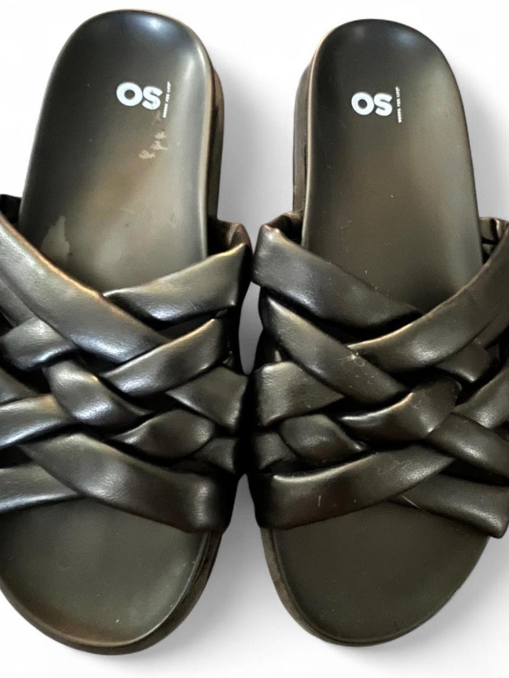 SO Black Braided Slide Sandals for Women